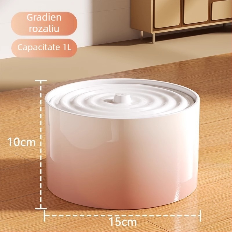 Distribuitor ceramic pentru apă de pisică, încălzire la temperatură constantă și alimentare automată, capacitate 1,5 L, greutate 750 g