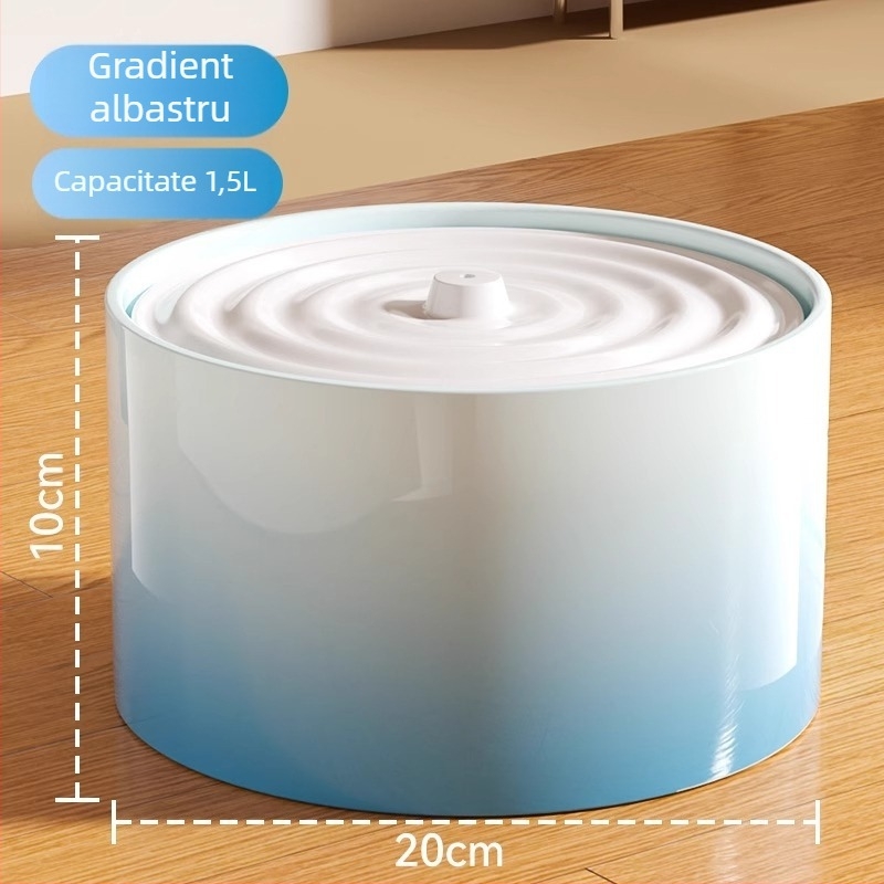 Distribuitor ceramic pentru apă de pisică, încălzire la temperatură constantă și alimentare automată, capacitate 1,5 L, greutate 750 g