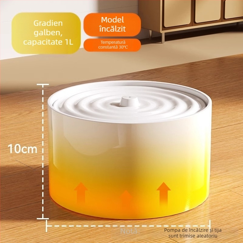 Distribuitor ceramic pentru apă de pisică, încălzire la temperatură constantă și alimentare automată, capacitate 1,5 L, greutate 750 g