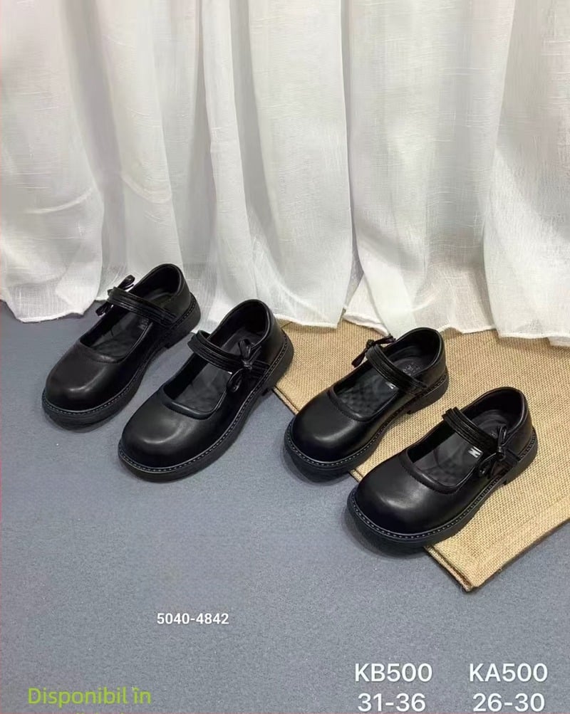 Pantofi de școală pentru copii, stil britanic, partea superioară din piele de microfibră, închidere Velcro, talpă interioară din PU, talpă din TPR