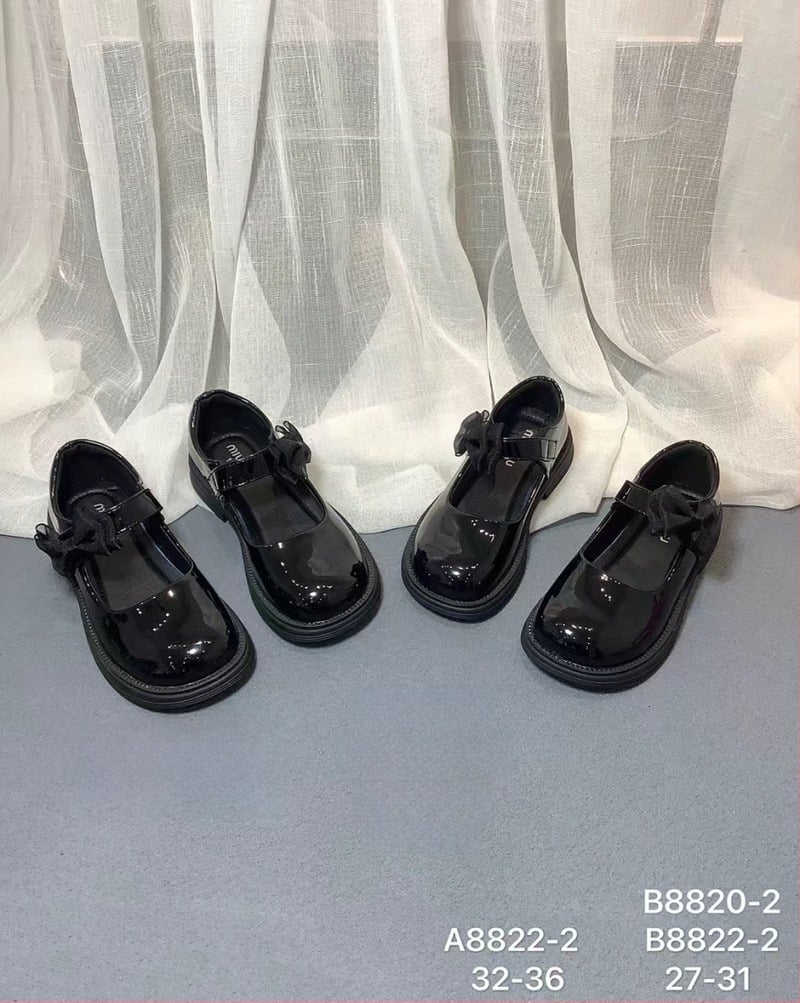 Pantofi de școală pentru copii, stil britanic, partea superioară din piele de microfibră, închidere Velcro, talpă interioară din PU, talpă din TPR