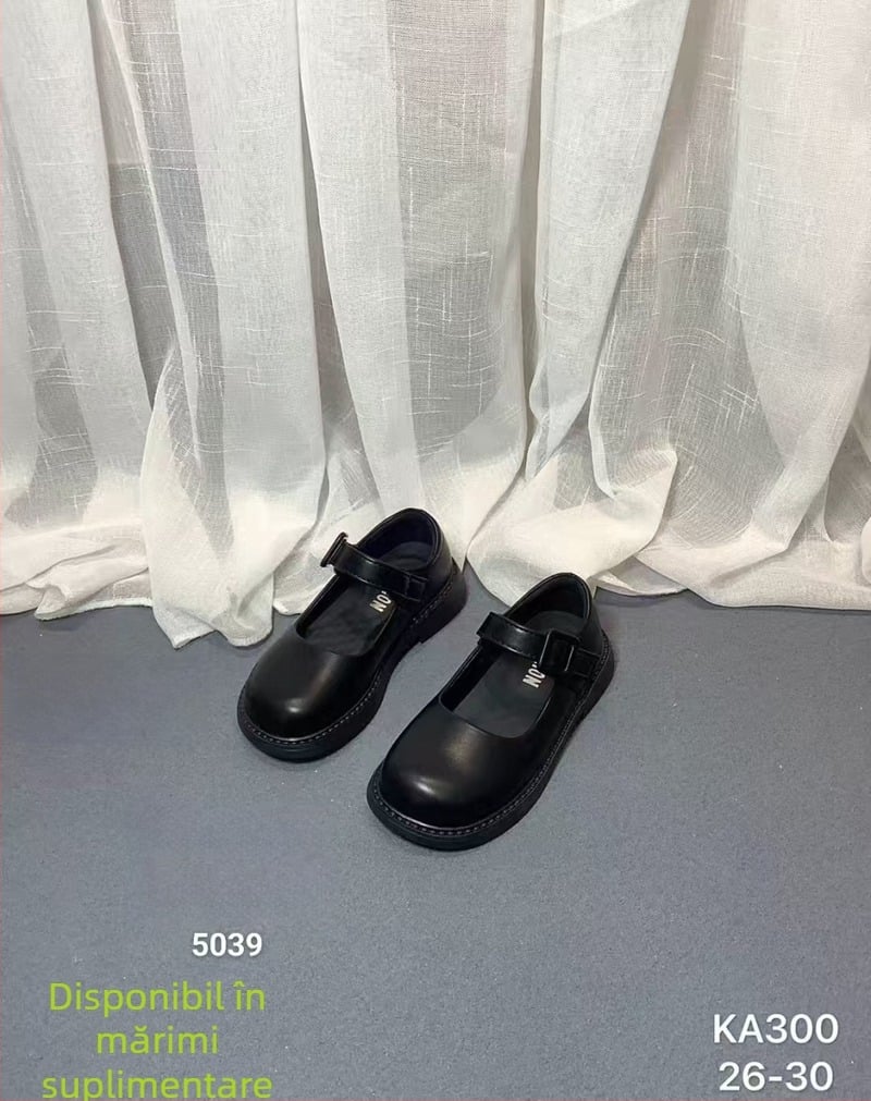 Pantofi de școală pentru copii, stil britanic, partea superioară din piele de microfibră, închidere Velcro, talpă interioară din PU, talpă din TPR