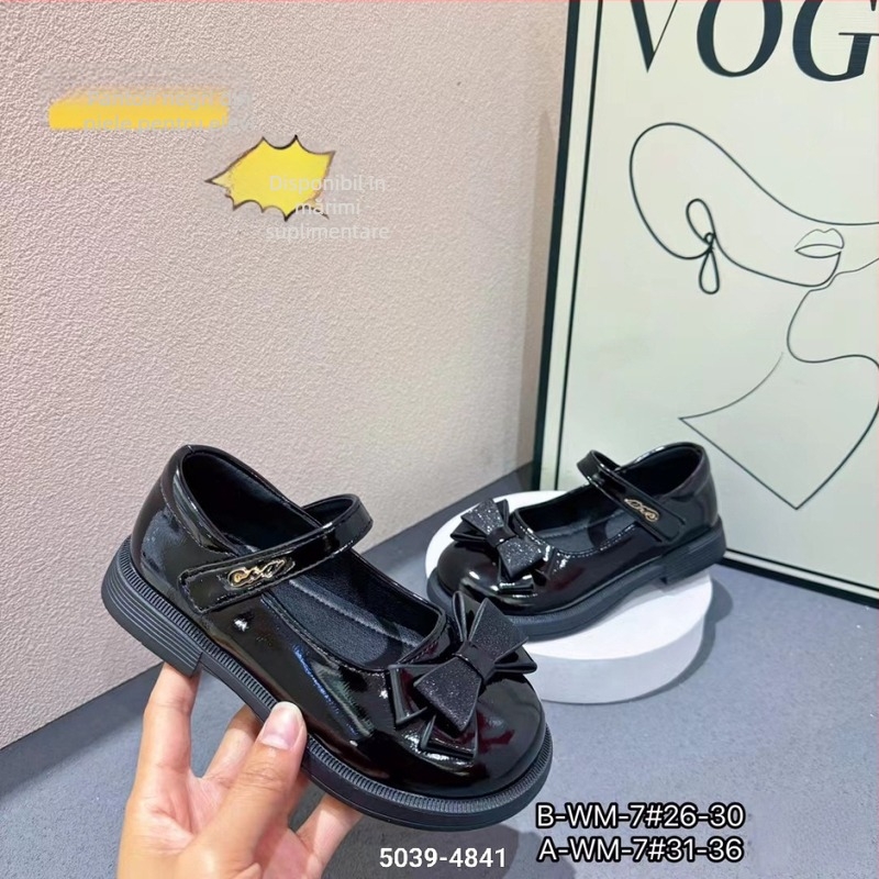 Pantofi de școală pentru copii, stil britanic, partea superioară din piele de microfibră, închidere Velcro, talpă interioară din PU, talpă din TPR