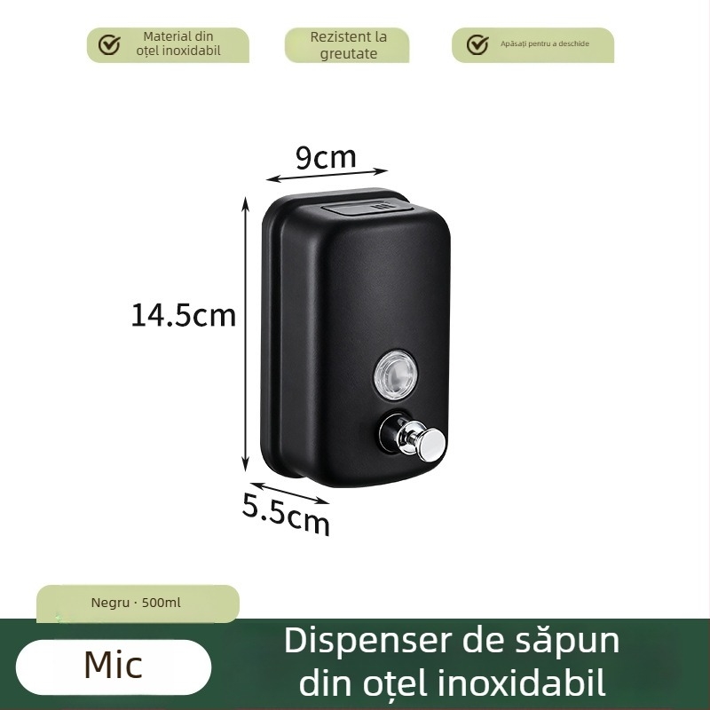 Dozator de săpun din oțel inoxidabil 304, montat pe perete, acționare prin apăsare manuală, design simplu, instalație perforată