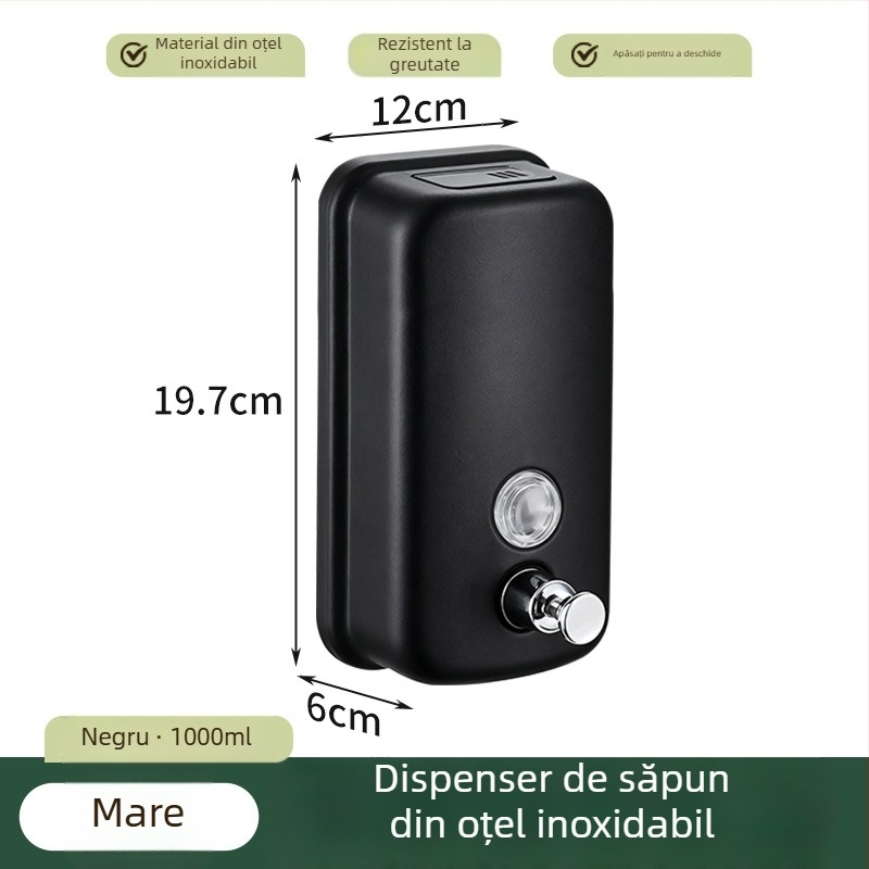 Dozator de săpun din oțel inoxidabil 304, montat pe perete, acționare prin apăsare manuală, design simplu, instalație perforată