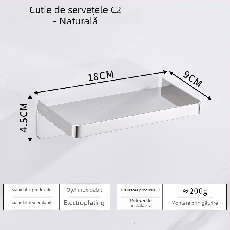 Suport pentru telefon în baie și suport pentru hârtie igienică din oțel inoxidabil, design oval, finisaj periat, stil modern minimalist