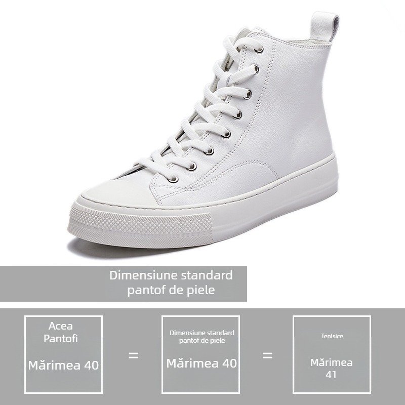 Adidași casual din piele pentru bărbați, mid-top, vară; Partea superioară: piele de primă clasă; Talpă: cauciuc; Închiderea: șiret; Funcții: respirabil, durabil, absorbție șocuri