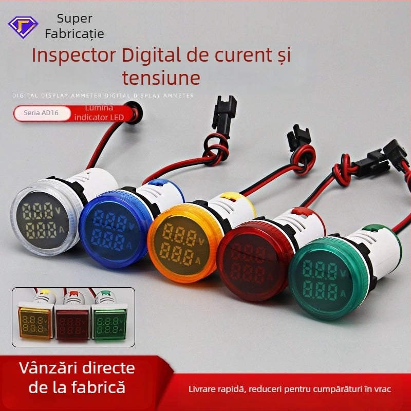 Indicator LED cu afișaj digital pentru curent și tensiune, cu afișaj dublu