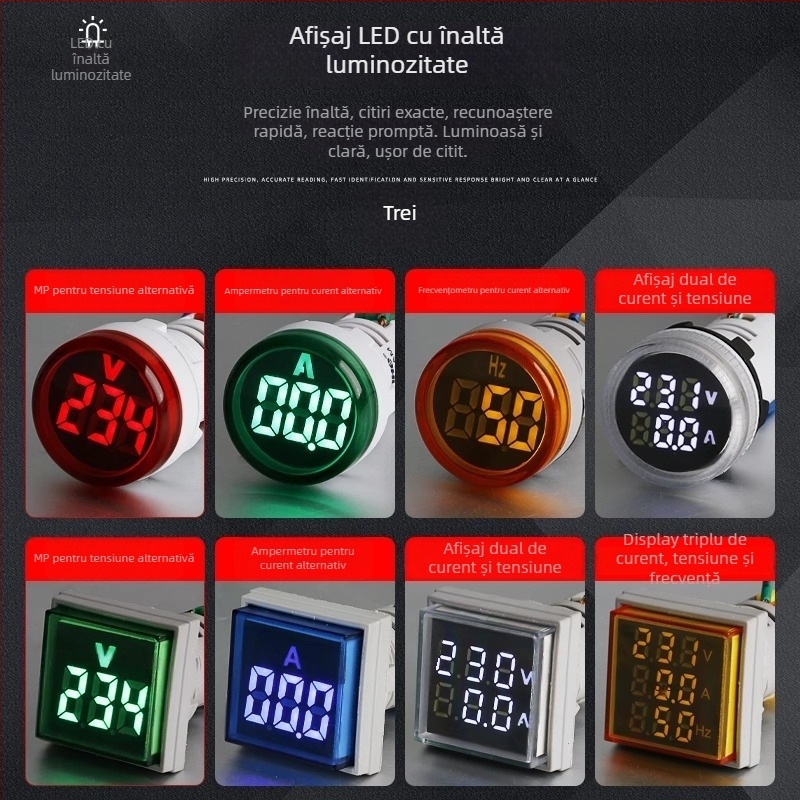 Indicator LED cu afișaj digital pentru curent și tensiune, cu afișaj dublu