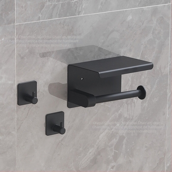 Suport din oțel inoxidabil pentru hârtie igienică și telefon, formă pătrată, finisaj lucios, stil modern minimalist