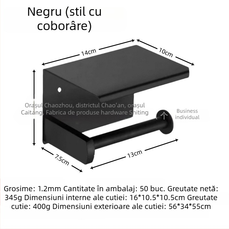 Suport din oțel inoxidabil pentru hârtie igienică și telefon, formă pătrată, finisaj lucios, stil modern minimalist