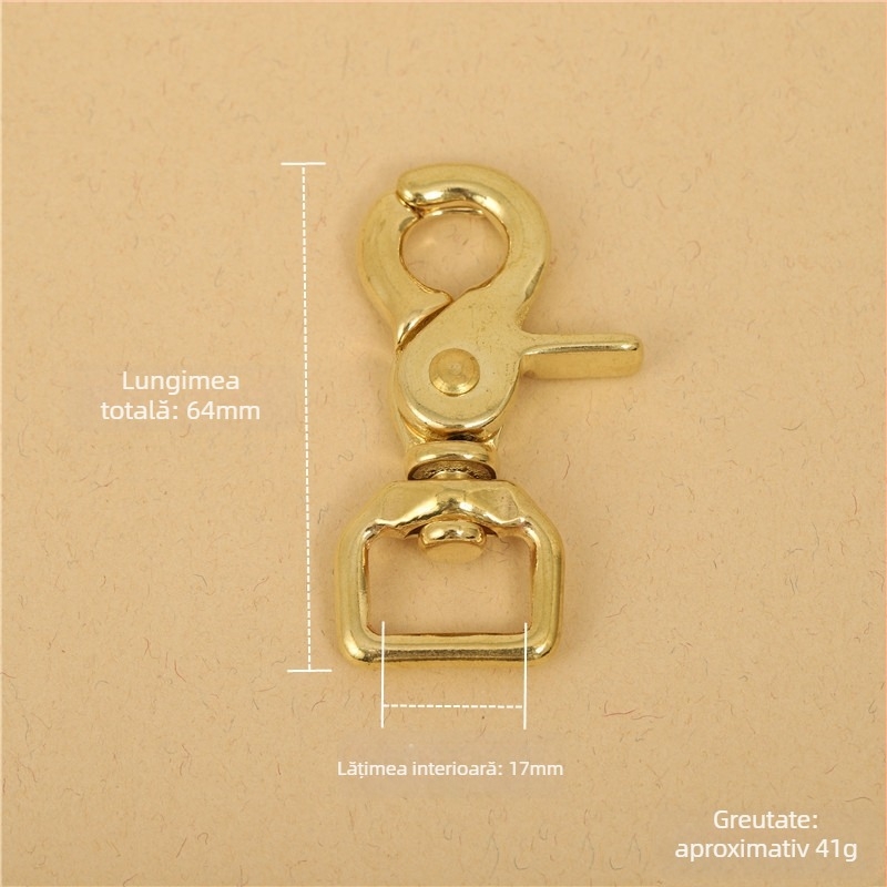 Hardware bagaj din alamă BLX-004: serie BLX, marcă Smooth Xing, dog buckle, cârlig lanț pătrat, lobster clasp, accesorii din piele lucrate manual pentru bagaje