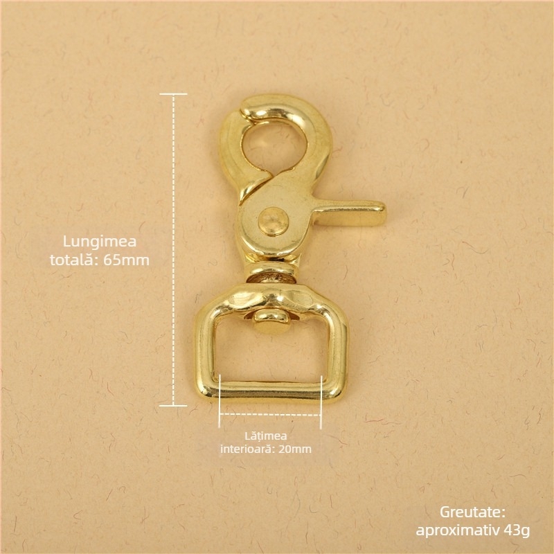 Hardware bagaj din alamă BLX-004: serie BLX, marcă Smooth Xing, dog buckle, cârlig lanț pătrat, lobster clasp, accesorii din piele lucrate manual pentru bagaje