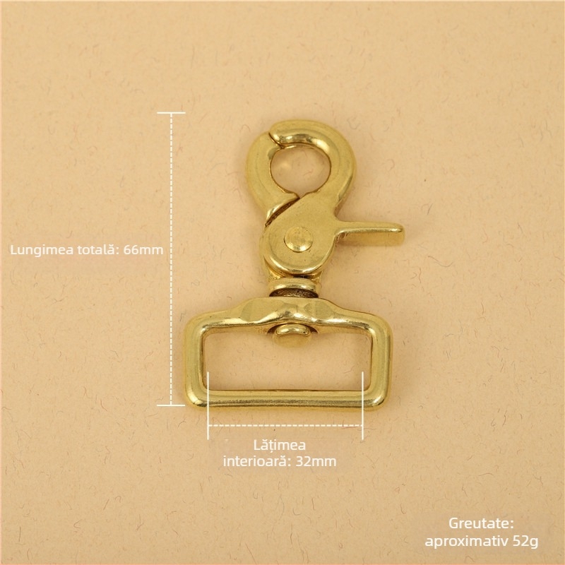 Hardware bagaj din alamă BLX-004: serie BLX, marcă Smooth Xing, dog buckle, cârlig lanț pătrat, lobster clasp, accesorii din piele lucrate manual pentru bagaje