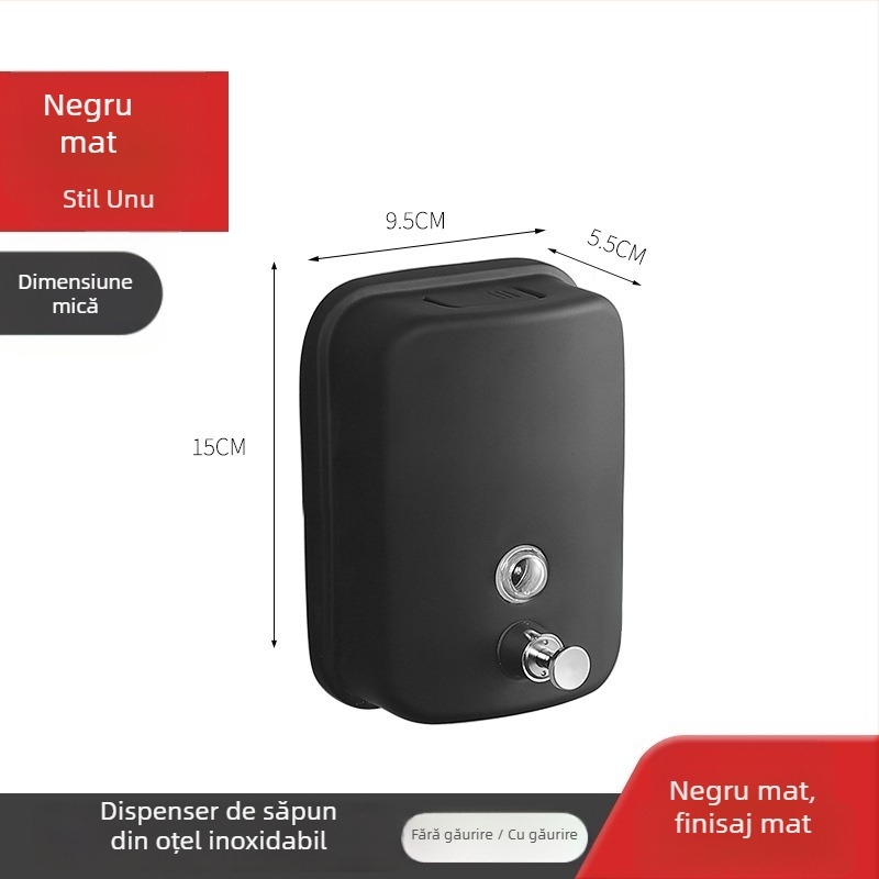 Dozator de săpun din oțel inoxidabil 304, montat pe perete, acționat prin apăsare, 200 g, Youtuo