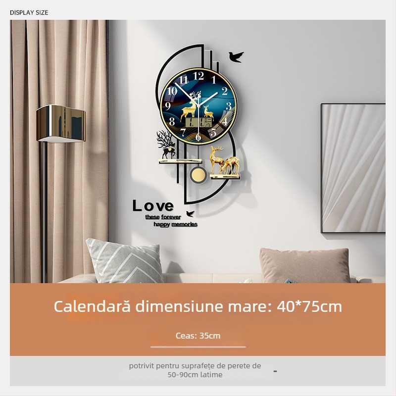 Mestida Ceas de perete – stil Nordic, afișaj cu ace, mișcare sweep, carcasă din acril, cadran din sticlă organică (acrilică), alimentare cu baterie