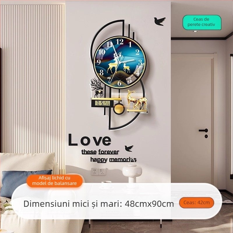 Mestida Ceas de perete – stil Nordic, afișaj cu ace, mișcare sweep, carcasă din acril, cadran din sticlă organică (acrilică), alimentare cu baterie