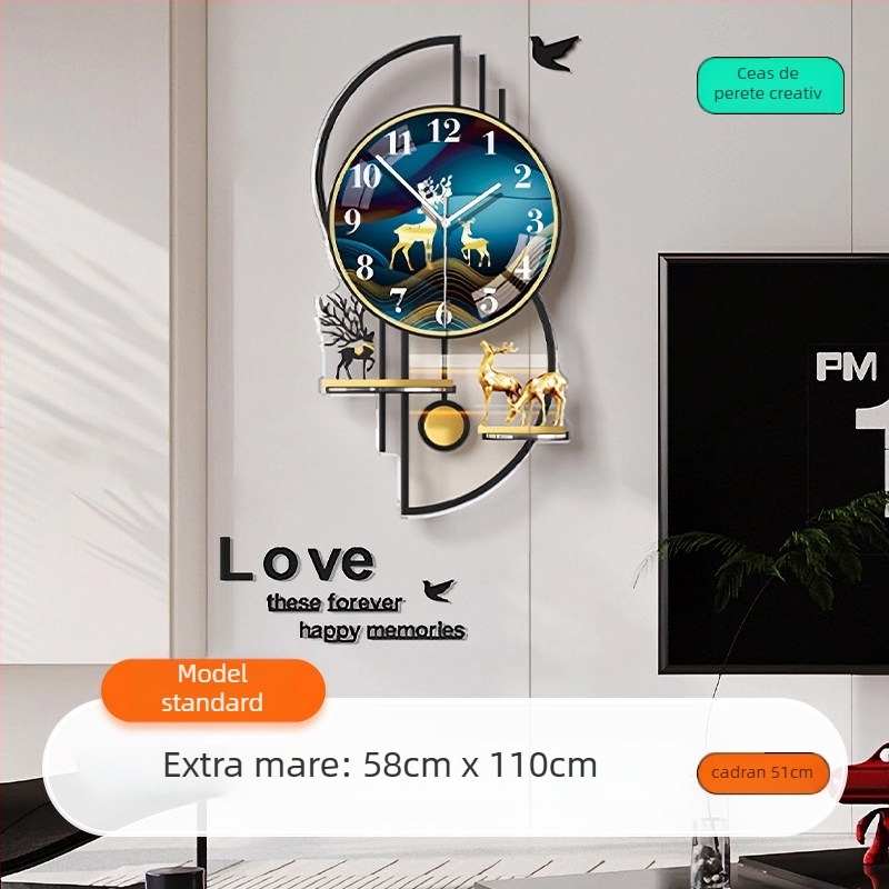 Mestida Ceas de perete – stil Nordic, afișaj cu ace, mișcare sweep, carcasă din acril, cadran din sticlă organică (acrilică), alimentare cu baterie