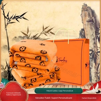 Moju pătură groasă din coral fleece – model geometric, poliester, 240 g, personalizabilă, primăvară-toamnă