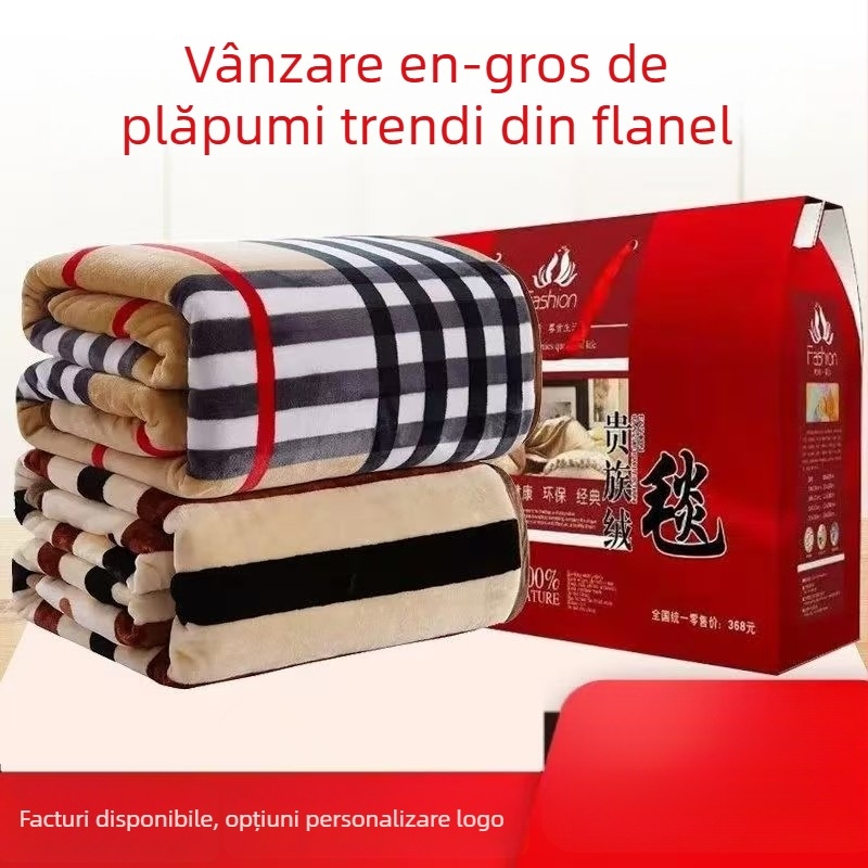 Moju pătură groasă din coral fleece – model geometric, poliester, 240 g, personalizabilă, primăvară-toamnă