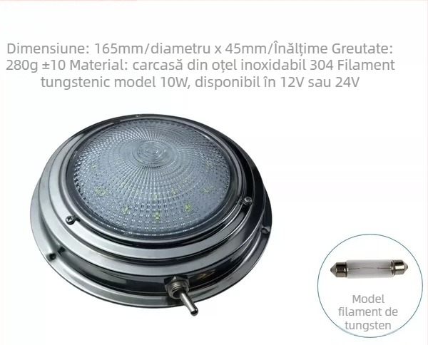 Lampă LED de citire pentru tavan, pentru iahturi și RV-uri — aliaj de aluminiu, 12V, 4W, model E012024-WR, montaj cu ventuză