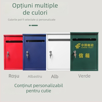 Cutie poștală din fier, atârnată, rezistentă la ploaie, pentru scrisori, ziare, sugestii și rapoarte. Material: oțel laminat la rece; Proces: serigrafie; semi-manual/semi-mechanic; Marca: Other; etichetă privată licențiată: dongxu