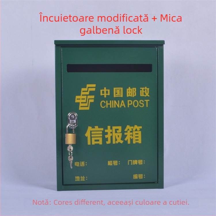 Cutie poștală din fier, atârnată, rezistentă la ploaie, pentru scrisori, ziare, sugestii și rapoarte. Material: oțel laminat la rece; Proces: serigrafie; semi-manual/semi-mechanic; Marca: Other; etichetă privată licențiată: dongxu