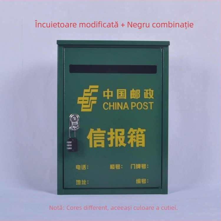 Cutie poștală din fier, atârnată, rezistentă la ploaie, pentru scrisori, ziare, sugestii și rapoarte. Material: oțel laminat la rece; Proces: serigrafie; semi-manual/semi-mechanic; Marca: Other; etichetă privată licențiată: dongxu