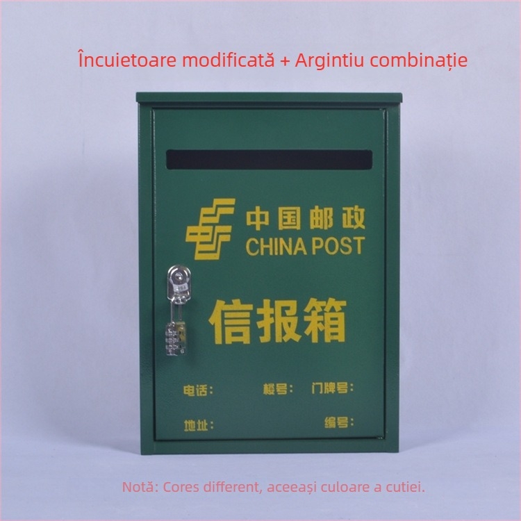 Cutie poștală din fier, atârnată, rezistentă la ploaie, pentru scrisori, ziare, sugestii și rapoarte. Material: oțel laminat la rece; Proces: serigrafie; semi-manual/semi-mechanic; Marca: Other; etichetă privată licențiată: dongxu