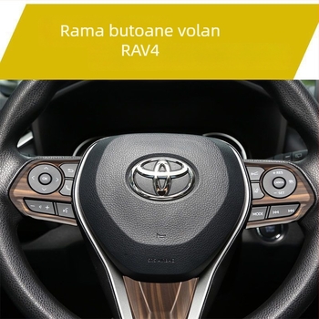 Set decor interior cu finisaj lemnos pentru Toyota RAV4 Rongfang/Weilanda – decorare schimbător, ornamente pentru prizele de ventilație centrale și volan
