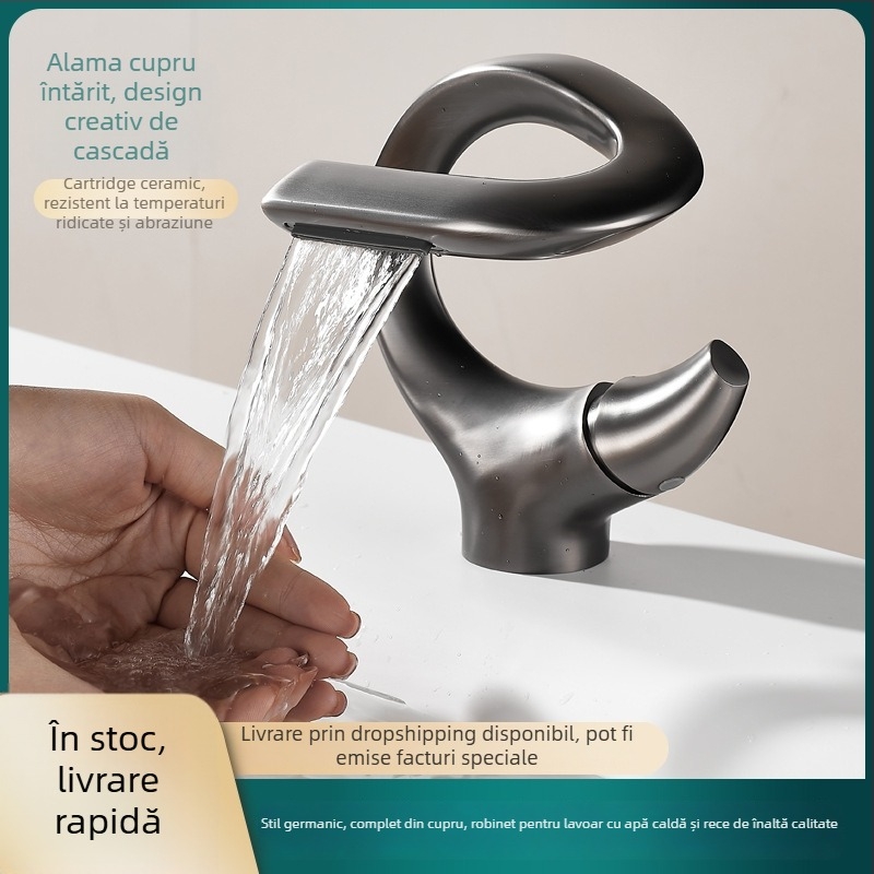 Robinet pentru chiuvetă din cupru, cald și rece, model 7012, supapă ceramică, montaj tip șa