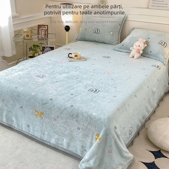 Pătură din fleece coral și lapte, patru anotimpuri, stil simplu modern, sub 300 g