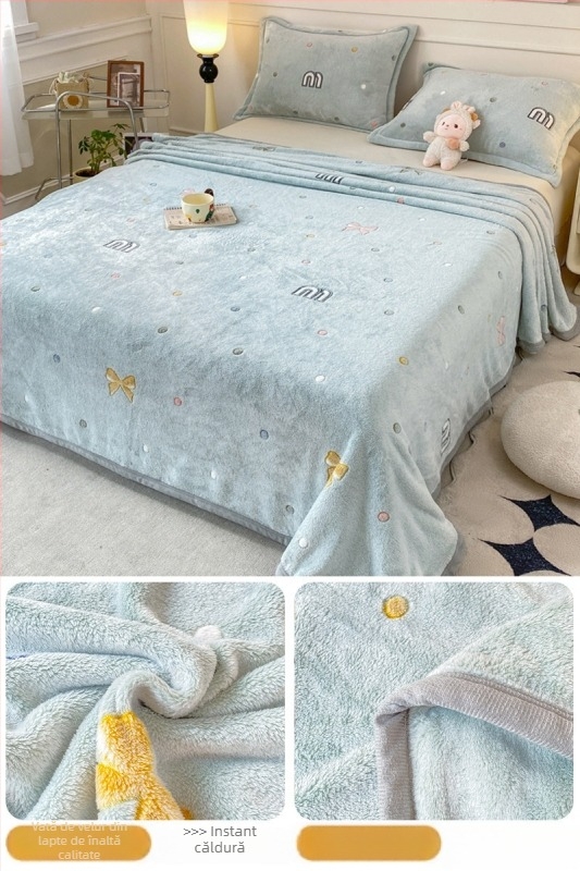 Pătură din fleece coral și lapte, patru anotimpuri, stil simplu modern, sub 300 g