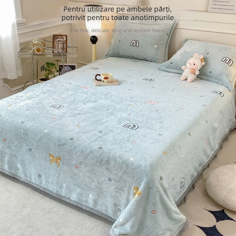 Pătură din fleece coral și lapte, patru anotimpuri, stil simplu modern, sub 300 g