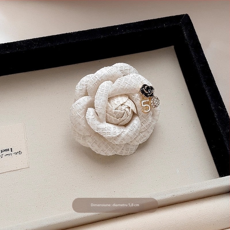 Broșă cu camelia în stil franțuzesc pentru femei – accesoriu elegant, broșă florală pentru pulover