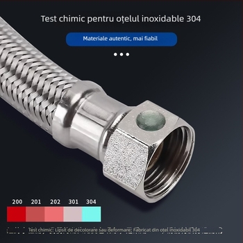 Bedi furtun de alimentare cu apă din oțel inoxidabil 304, cap unic împletit, pentru robinet, filet, 0-100°C