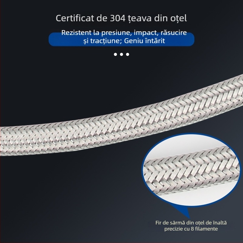 Bedi furtun de alimentare cu apă din oțel inoxidabil 304, cap unic împletit, pentru robinet, filet, 0-100°C