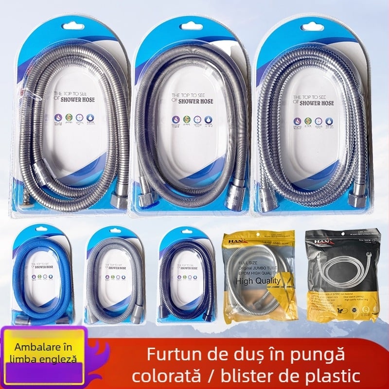 Furtun de duș din oțel inoxidabil – întărit, rezistent la explozie, rezistent la temperaturi înalte, conectare rapidă, montaj manual (Presiune nominală 1.6 MPa; Material: oțel inoxidabil; Conectori: oțel inoxidabil)