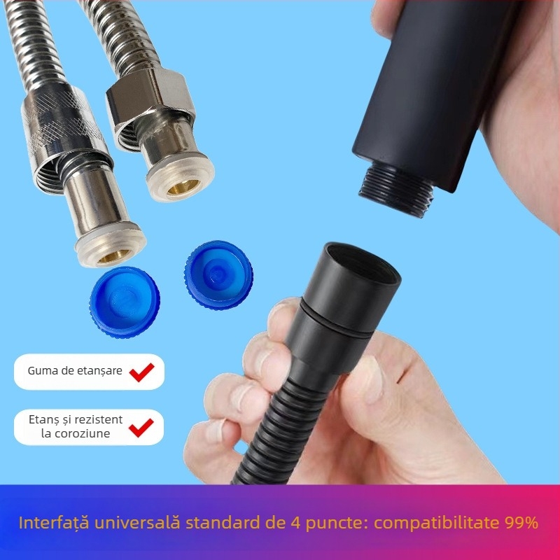 Furtun de duș din oțel inoxidabil – întărit, rezistent la explozie, rezistent la temperaturi înalte, conectare rapidă, montaj manual (Presiune nominală 1.6 MPa; Material: oțel inoxidabil; Conectori: oțel inoxidabil)