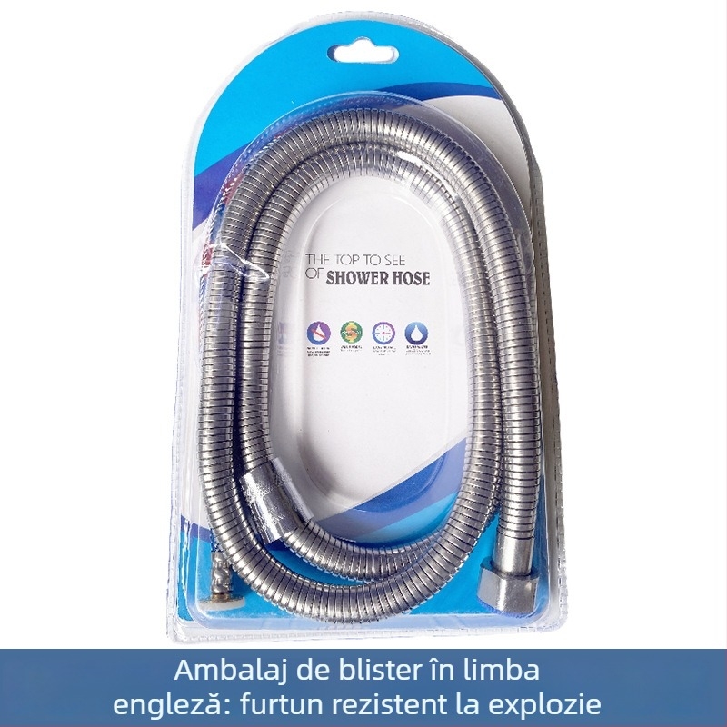 Furtun de duș din oțel inoxidabil – întărit, rezistent la explozie, rezistent la temperaturi înalte, conectare rapidă, montaj manual (Presiune nominală 1.6 MPa; Material: oțel inoxidabil; Conectori: oțel inoxidabil)
