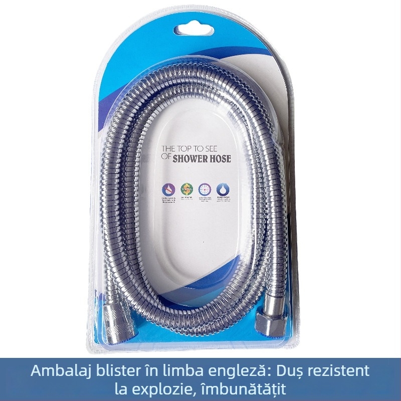 Furtun de duș din oțel inoxidabil – întărit, rezistent la explozie, rezistent la temperaturi înalte, conectare rapidă, montaj manual (Presiune nominală 1.6 MPa; Material: oțel inoxidabil; Conectori: oțel inoxidabil)