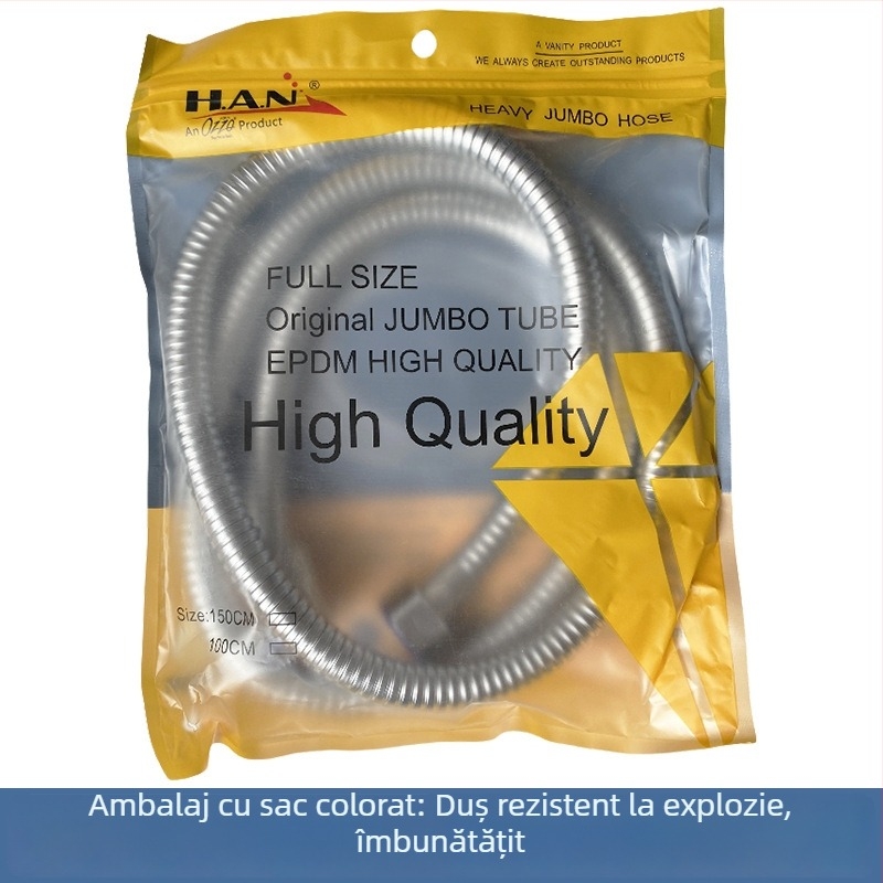 Furtun de duș din oțel inoxidabil – întărit, rezistent la explozie, rezistent la temperaturi înalte, conectare rapidă, montaj manual (Presiune nominală 1.6 MPa; Material: oțel inoxidabil; Conectori: oțel inoxidabil)