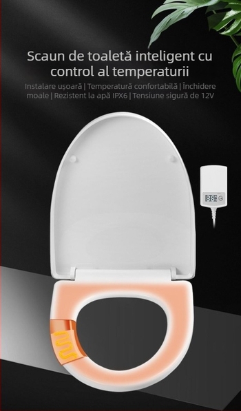Șezut de toaletă electric încălzit, CE-certificat, reglaj de temperatură, tip UV, încălzire instantanee, PP