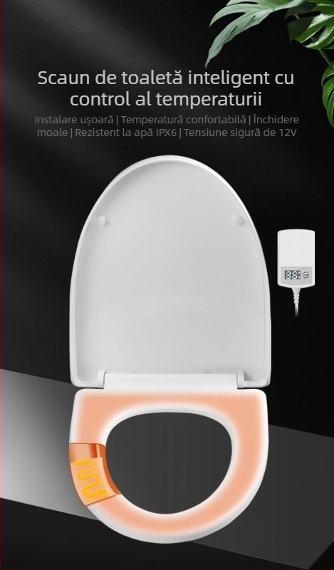 Șezut de toaletă electric încălzit, CE-certificat, reglaj de temperatură, tip UV, încălzire instantanee, PP