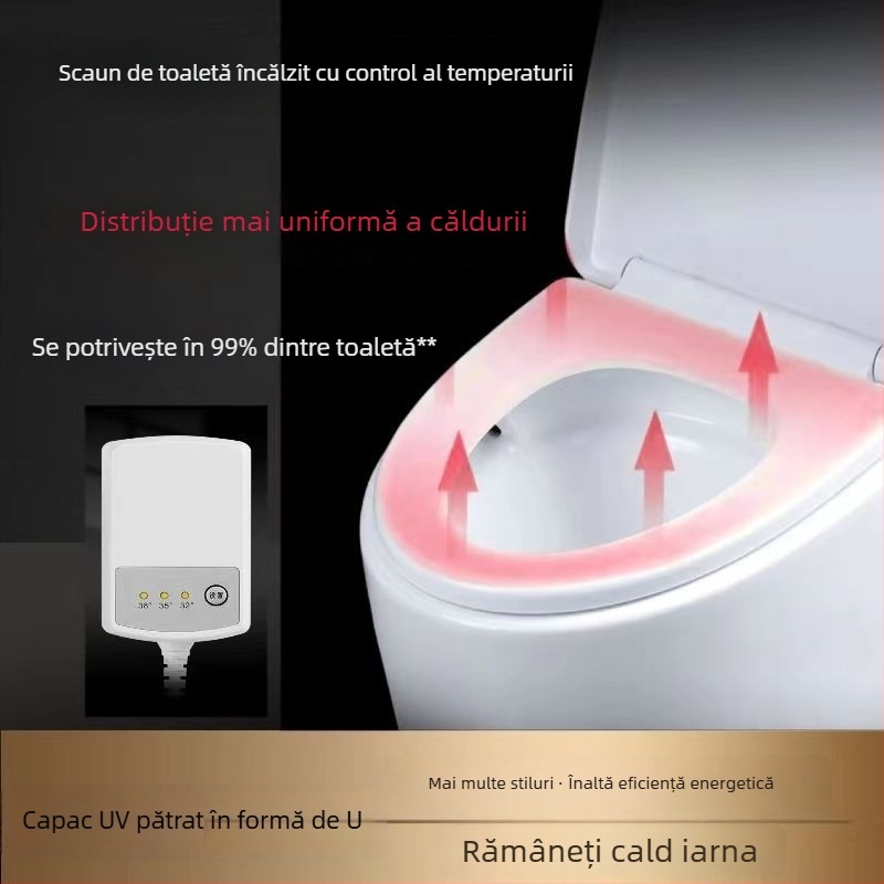 Șezut de toaletă electric încălzit, CE-certificat, reglaj de temperatură, tip UV, încălzire instantanee, PP