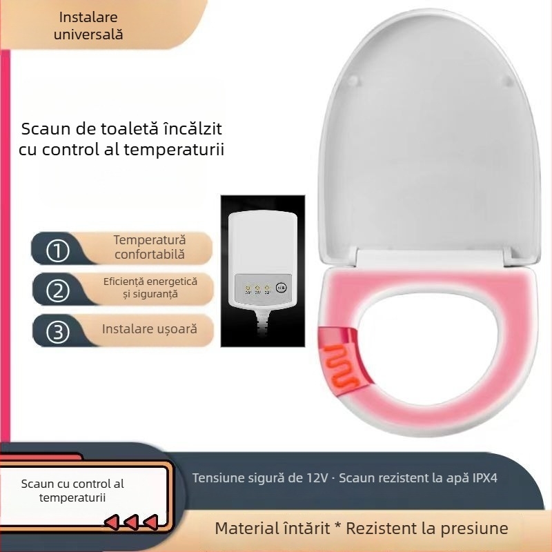 Șezut de toaletă electric încălzit, CE-certificat, reglaj de temperatură, tip UV, încălzire instantanee, PP