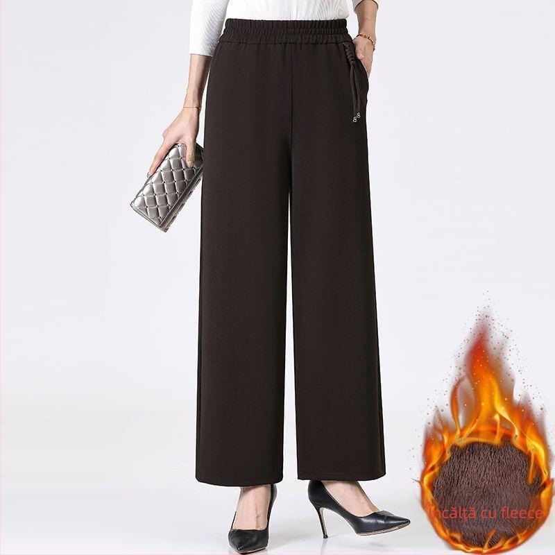 Pantaloni lungi cu croială largă, TR țesut, PVC 95%+, culoare uni, grosime medie