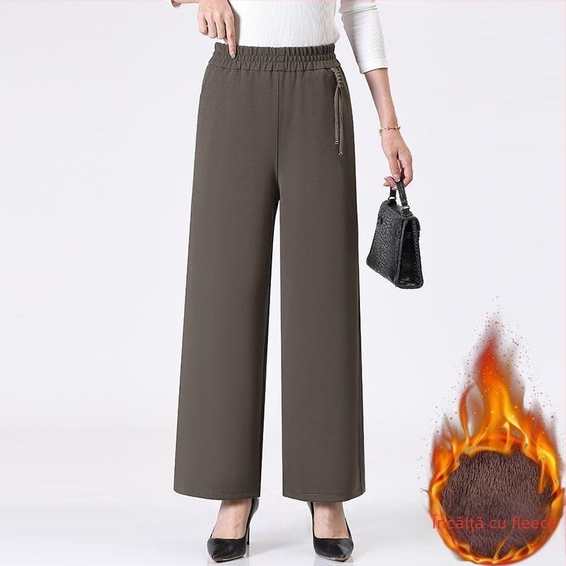 Pantaloni lungi cu croială largă, TR țesut, PVC 95%+, culoare uni, grosime medie