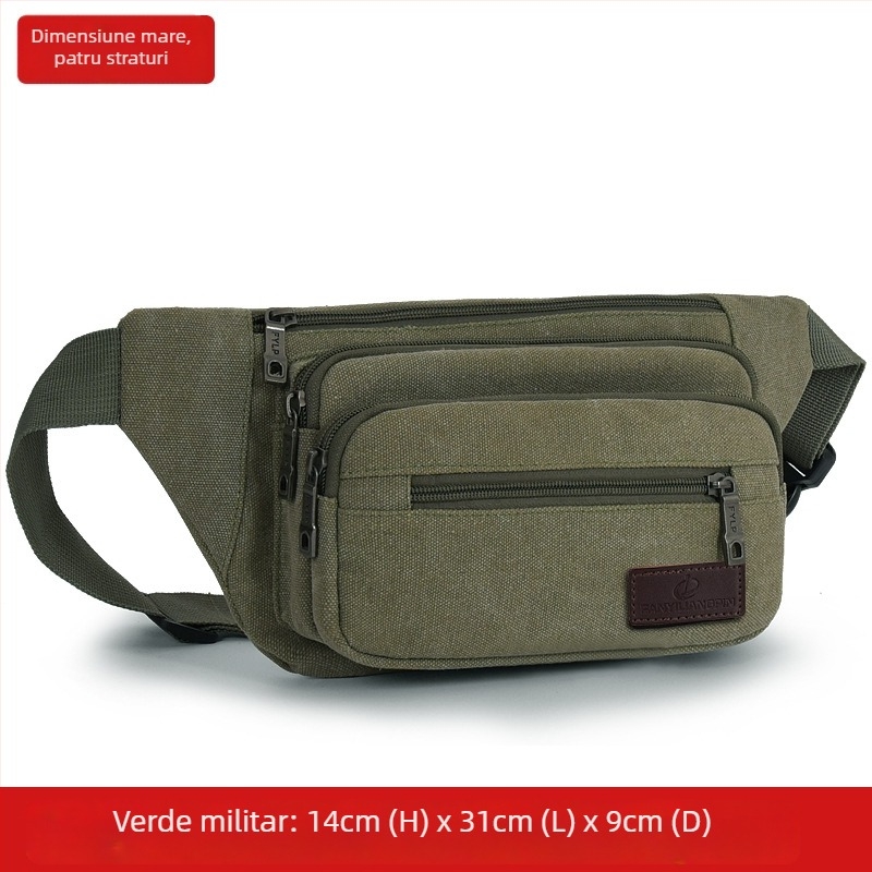 Borsetă de talie din pânză pentru bărbați, stil urban minimalist, respirabilă, ideală pentru călătorii de recreere