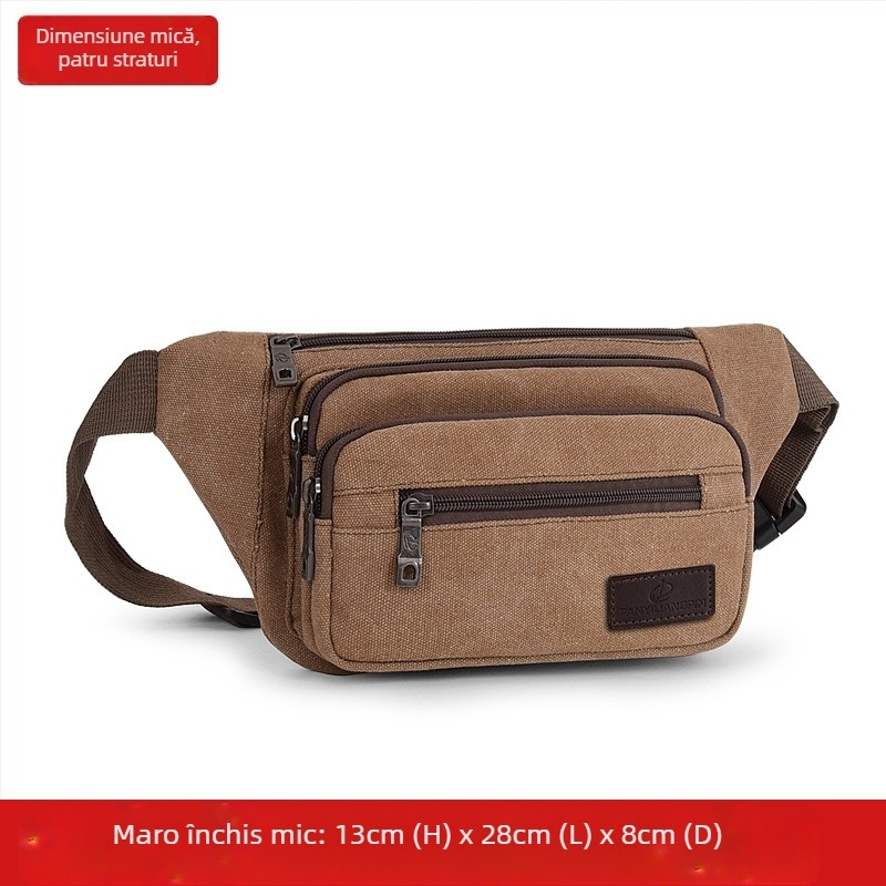 Borsetă de talie din pânză pentru bărbați, stil urban minimalist, respirabilă, ideală pentru călătorii de recreere